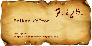 Friker Áron névjegykártya